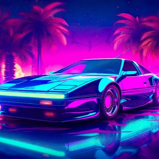 Car retrowave wallpaper