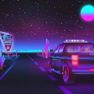 Car retrowave wallpaper