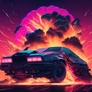 Car retrowave wallpaper