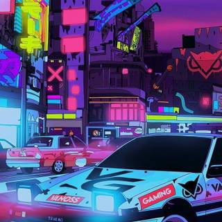 Car retrowave wallpaper