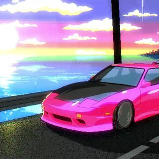Car retrowave wallpaper