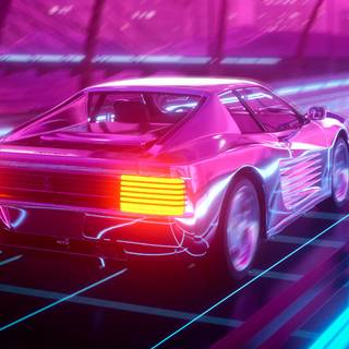 Car retrowave wallpaper