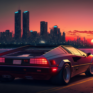 Car retrowave wallpaper