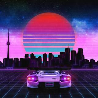 Car retrowave wallpaper