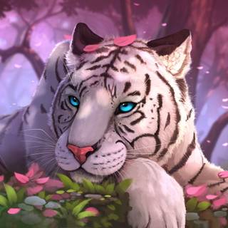 White tiger cartoon wallpaper
