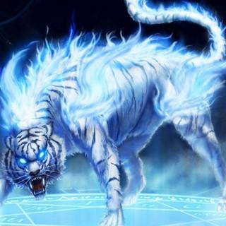 White tiger cartoon wallpaper