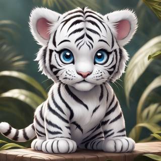 White tiger cartoon wallpaper