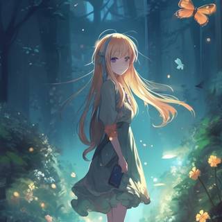Anime forest girl wallpaper