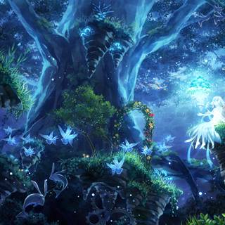 Anime forest girl wallpaper