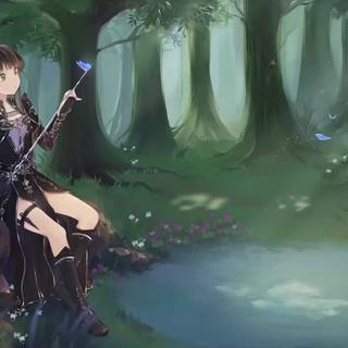 Anime forest girl wallpaper