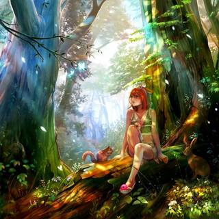 Anime forest girl wallpaper