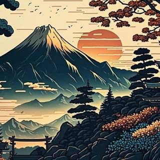 Japanese winter forest wallpaper