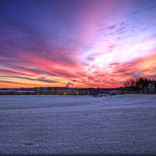 Winter sunrise 4k wallpaper