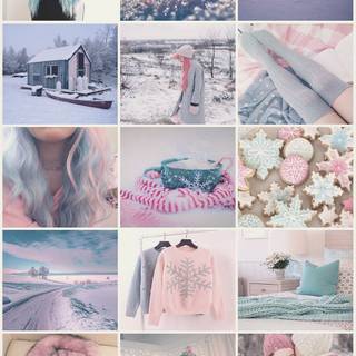 Blue and pink winter wallpaper