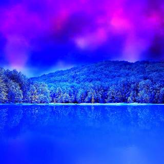 Blue and pink winter wallpaper