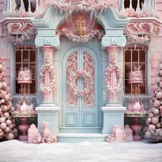 Blue and pink winter wallpaper