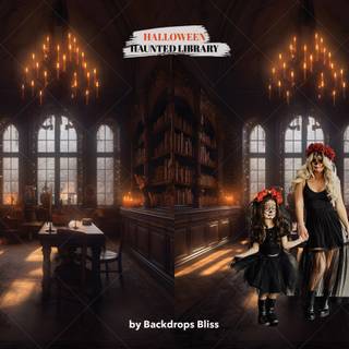 Halloween library wallpaper