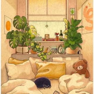 Cozy illustration wallpaper