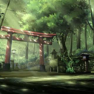 Anime HD forest wallpaper