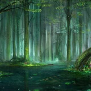 Anime HD forest wallpaper