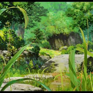 Anime forest PC wallpaper