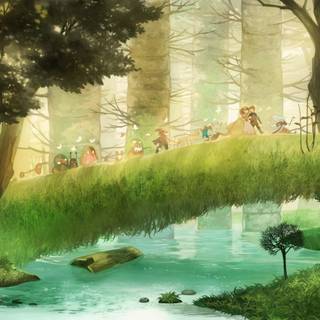Anime HD forest wallpaper