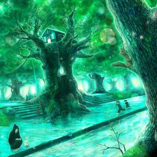 Anime HD forest wallpaper