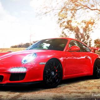 Porshe autumn leaves wallpaper