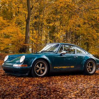 Porshe autumn leaves wallpaper