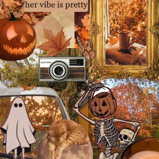 Orange Halloween collage wallpaper