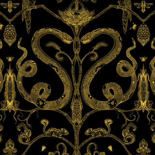 Snake black and gold wallpaper
