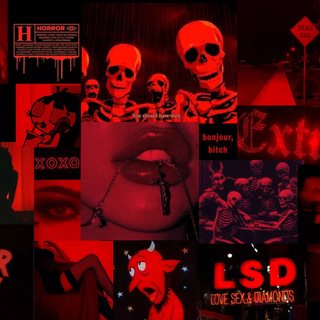 Grunge collage red wallpaper