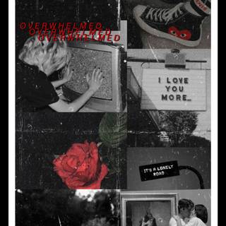 Grunge collage red wallpaper