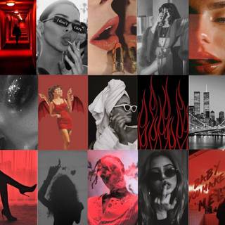 Grunge collage red wallpaper