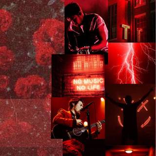 Grunge collage red wallpaper