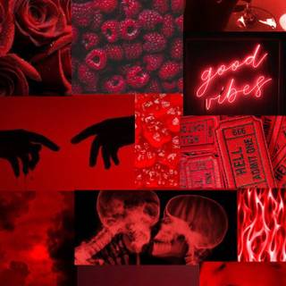 Grunge collage red wallpaper
