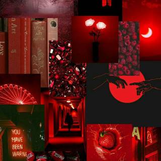 Grunge collage red wallpaper