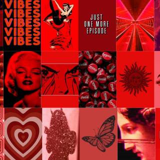 Grunge collage red wallpaper