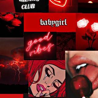 Grunge collage red wallpaper