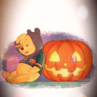 Winnie the Pooh Halloween phone wallpaper