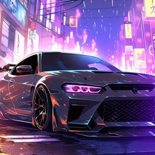 Neon car phone wallpaper