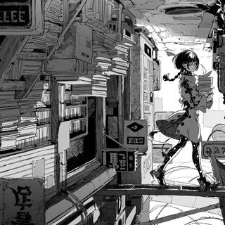 Anime girl black and white PC wallpaper