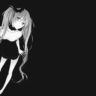 Anime girl black and white PC wallpaper