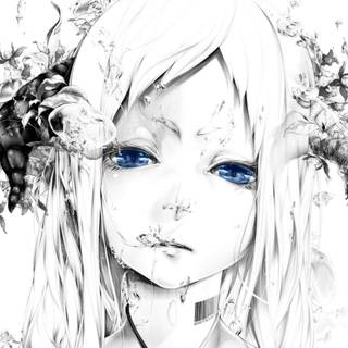 Anime girl black and white PC wallpaper