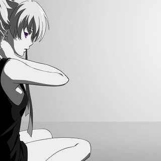 Anime girl black and white PC wallpaper