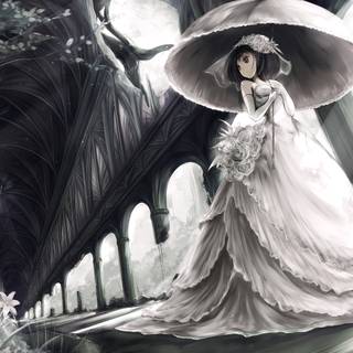Anime girl black and white PC wallpaper