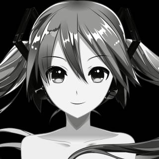 Anime girl black and white PC wallpaper