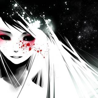 Anime girl black and white PC wallpaper
