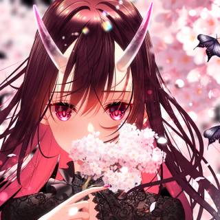 Anime pink flowers 4k wallpaper