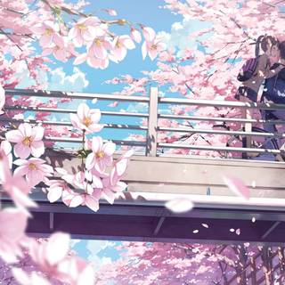 Anime girl with flowers wallpaper